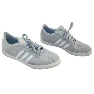 adidas gazelle silver green womens ADIDAS WOMENS COURTSET LACE UP TENNIS SUEDE SHOES sz 8 BLACK WHITE SIL –  FRIOCONNECT LLC main image 0